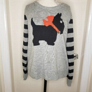 Vintage Striped Knit Scotty Dog Sweater